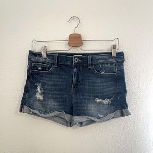 Denim cuffed shorts dark wash